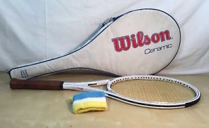 Vintage 1985 Wilson CERAMIC PWS Medsize Tennis Racquet 4 3/8" L3 White