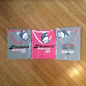 3X BABOLAT WOMANS T-SHIRT TRAINING BASIC SHIRTS XL GREY PINK BNWT!!