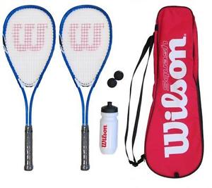 2x Wilson ensemble de raquette de Squash avec Balles,Bouteille d'eau &