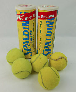 Pair (2) Vintage Metal Spalding Tennis Ball Can Truer Bounce USA Made