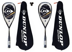 2 x Dunlop Blackstorm Titane Raquettes De Squash + Balles De 3 Squash