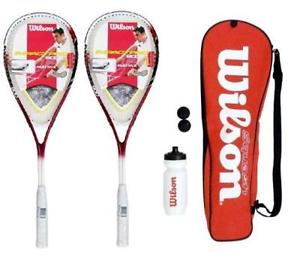 2x Wilson Raquette De Squash Kit De Démarrage avec Balles,Bouteille d'eau &