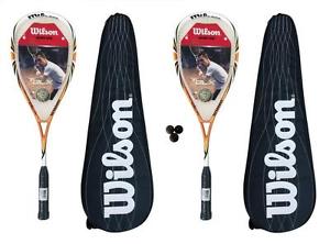 2x Wilson Féroce BLX Raquettes De Squash avec Transporter Les Affaires +