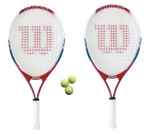 2 x Wilson US Open 23" Raquetas De Tenis Junior + 3 Pelotas De Tenis