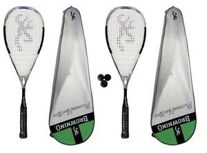 2 x Browning Platine Nano 100 Raquettes De Squash + Balles De 3 Squash