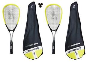 2 x Browning Nanopower 25 Junior Raquettes De Squash + Balles De 3 Squash