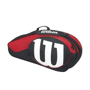 Wilson Match II Racquet Bag, Black/Red, holds 3 Racquets