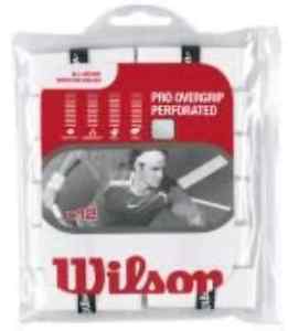 Wilson Pro Overgrip Perforated 12 Pack - White - Tennis - Badminton - Squash