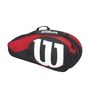 Wilson Match II Racquet Bag, Black/Red, holds 3 Racquets