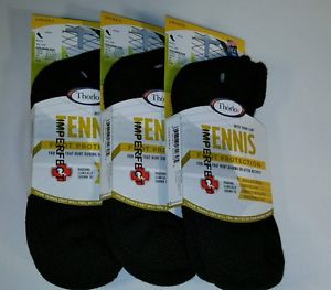 Unisex Thorlo Tennis Black Crew Thick Socks 3 Pairs (Large)