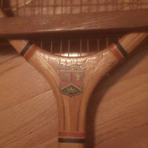 Vtg Rare Ken-Wel wood tennis racket & press 1930 gut string hand sewn grip Champ