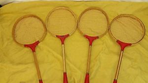 4 Vintage Badmitton Raquets Dragon Wood rackets