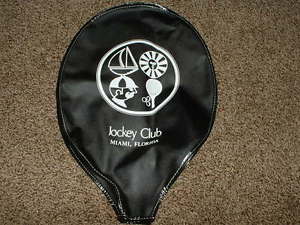 VINTAGE JOCKEY CLUB RACKET BALL RACQUET COVER MIAMI FLORIDA VINYL BLACK ZIP UP