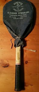 VINTAGE WRIGHT & DITSINWOODEN TENNIS RACQUET WITH GREAT VTG ADVERTISEMENT COVER