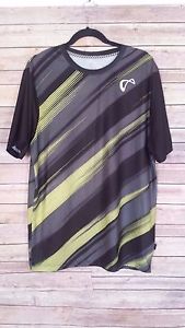 ATHLETIC DNA Born For This Men`s Tennis Shirt LARGE L Short Sleeve Multi Color