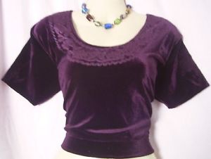 Dark Purple Velvet Blouse Top Choli Sports Sari Saree 40" fair shipping #36TD9