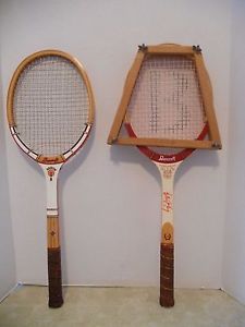 2 Bancroft Wood Tennis Racquets - Billie Jean King Tournament & Arrow + Press