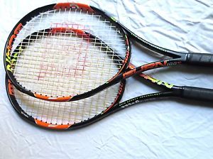 TWO (2)  x Wilson Burn 100s 16x19 (All but new) strung Tennis Racket 4-1/4 Grip