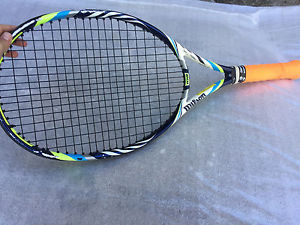 preowned  STOCK** WILSON BLX JUICE 108 (1ST GEN) RACQUET (4 3/8) NEW STRINGS!!