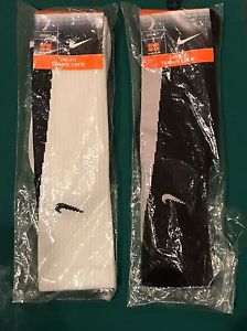 Nike DRI-FIT Classic Tennis Hi-Crew Socks 2 Pairs White/Black Rare Federer Nadal