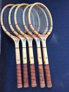 5 Vintage Bancroft American Ash Tennis Rackets Mint Wooden