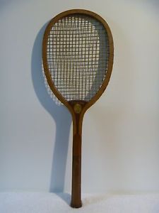 ANTIQUE VINTAGE EARLY 1900's HORSMAN "CLEVELAND" SOLID WEDGE WOOD TENNIS RACQUET