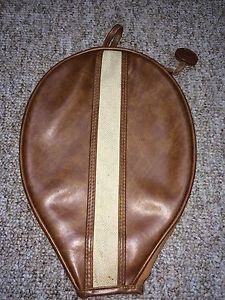 Rare Vintage Carnaby brown faux leather tennis racquet/racket cover