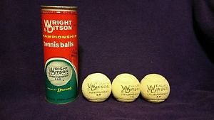 VINTAGE WRIGHT & DITSON 3 WHITE TENNIS BALLS WITH STEEL CAN OPENED