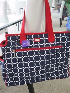 *NEW* Ame and Lulu Cru Tennis Court Bag Red White Blue NWT tote