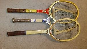 3 Vintage  Wooden Tennis Racquet