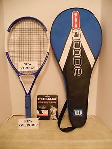 Wilson N Code N4 OS 111 Tennis Racquet 4 3/8 - NEW STRINGS/OVERGRIP