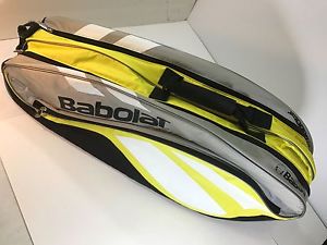 BABOLAT TENNIS RACQUET BAG STRAP BLACK YELLOW WHITE (HOLD 6 RACQUETS) NEW