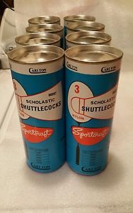 8 Vintage cnisters Carlton indoor Shuttlecocks. New old stock. Badminton