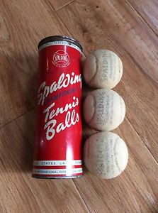 Vintage Spalding Championship Tennis Balls Can Tin 50's Lawn Tennis Approved