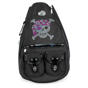Whak Sak Captain Jack Skull Tennis Racquet  Designer Gym Concerts Sling Backpack