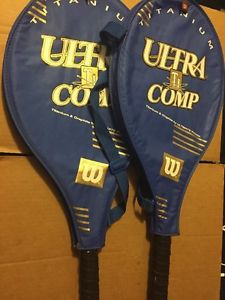 2 Wilson Ultra Comp Ti Titanium Stretch Tennis Racquet Oversize 4 3/8 Grip-Case