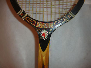 Vintage Tad Davis Wood Tennis Racquet great condition with Wood Brace Protector
