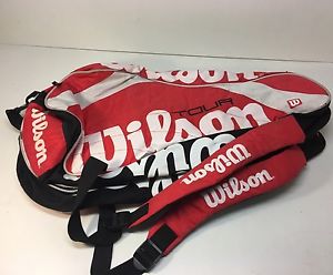 Wilson Tour Triple Racket Red Black & White Tennis Bag w/Strap Pre-Owned Used