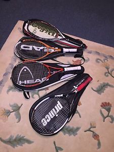 4 Men's Used Tennis Racquets Lot Head Prince Babolat