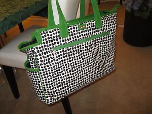 *NEW* Ame and Lulu Poppy grass Tennis Court Bag Black White Green NWT tote