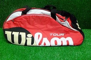 Wilson Tour Tennis Racquet Bag (red/black/white) Thermo 6-8 Racquets Free Ship!