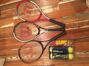 3 Like New Wilson Tennis Racquets, 8 New, And 4 Used Tennis Balls