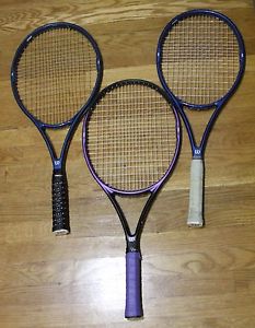Three Wilson Tennis Racquets:Hammer 5.2 Classic,Staff 6.5i 95,Staff 6.5si 110