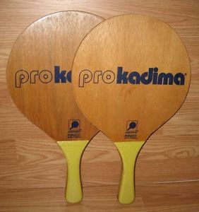 SportDesign Prokadima Wooden Beach Yellow Handle Paddleball Paddles **READ**