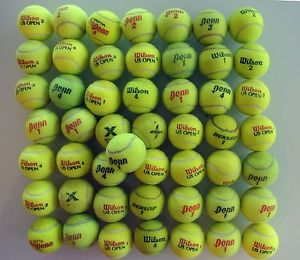 50 Used Tennis Balls Mixed Brands Dog Toys Floor Protectors Donations Serving