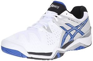 ASICS Gel Resolution 6 Men's Tennis shoes sneakers -White/Blue/Silve - Reg $140
