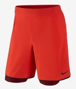 NIKE COURT GLADIATOR 2-IN-1 Nadal Tennis Shorts 746655 696 Crimson Mens Size XL