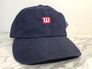 VTG Wilson Performance Headwear Tennis Golf Navy Blue w/ Small "W" Logo Hat Cap!