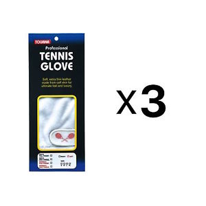 Tourna Men's Half Finger Tennis Glove Sheepskin Leather Right Hand L (3-Pack)