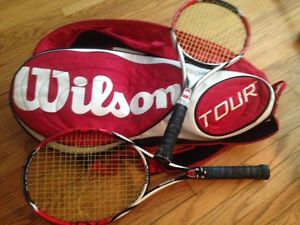 Wilson Tour Red/Black Tennis Back Bag,with 2 Racquet AND Balls